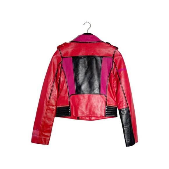 Maje Vibrant Red and Black Leather Jacket. Real prop jacket from RIVERDALE show - Picture 3 of 8